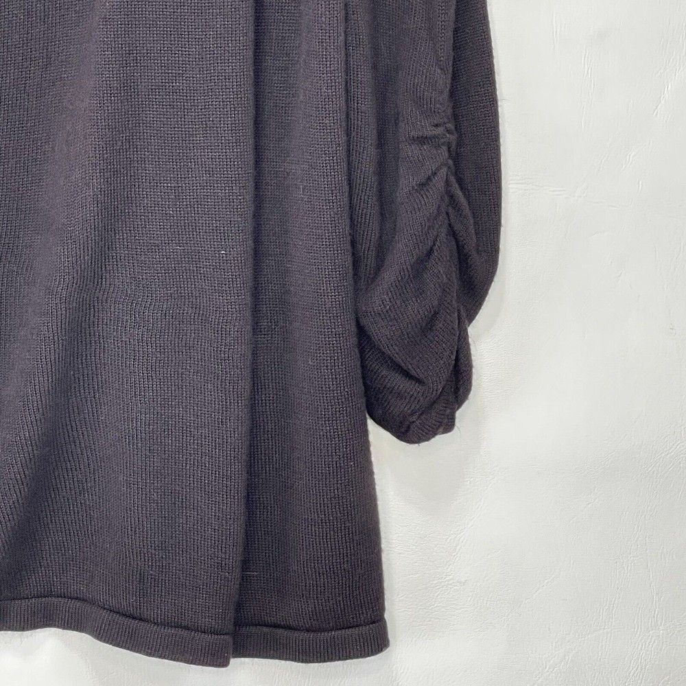 Premise Studio Women Cardigan L Brown Open Ruched Sleeve Cardigan Sweater - Picture 15 of 16